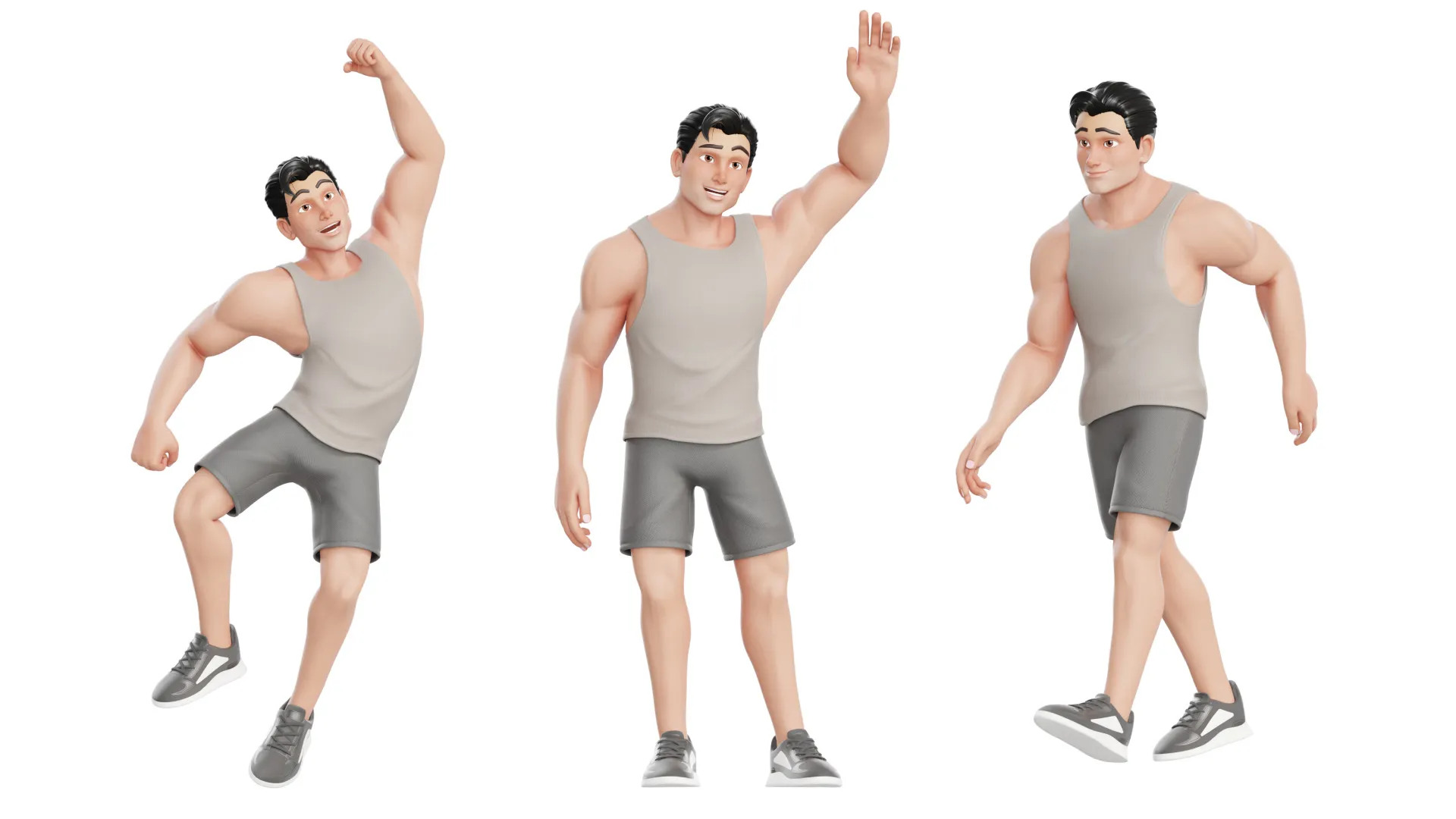 Cartoon Sports Gym Fitness Man render 4